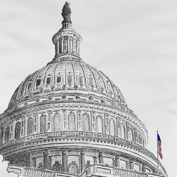 Capitol Hill high-quality drawing from Washington, D.C.