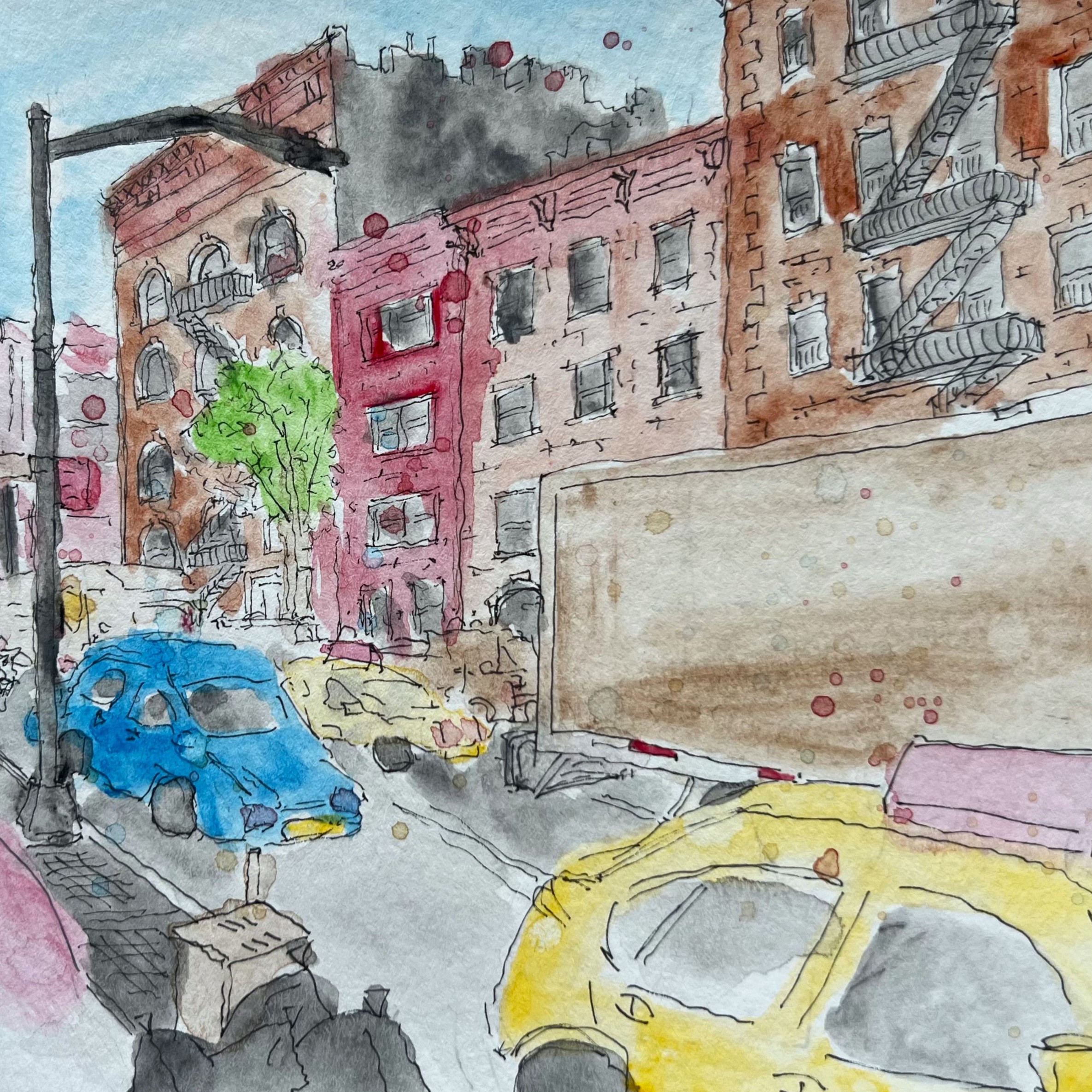 Greenwich Avenue street scene sketch from New York City
